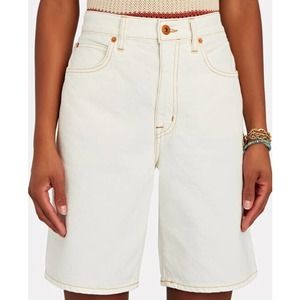 NWT SLVRLAKE London Relaxed Denim Shorts Ivory Size 28 High Rise